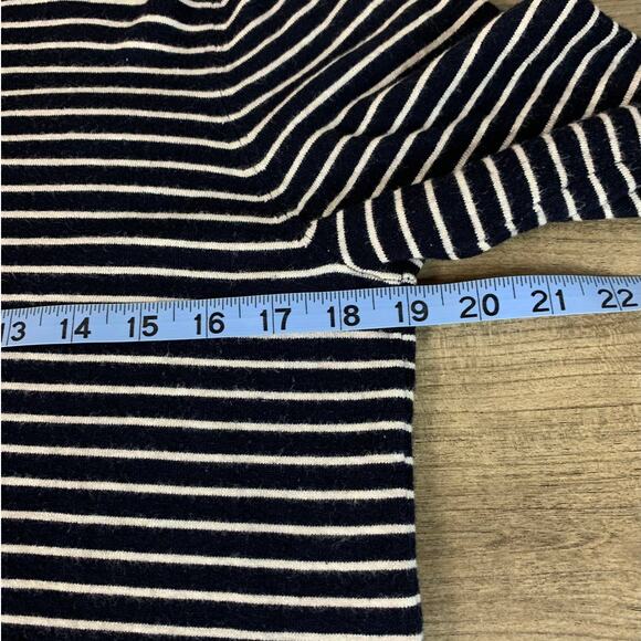 Premise Studio Womens Striped Top Size XL Navy Blue Stretch Blouse Soft Zipper - Picture 7 of 9